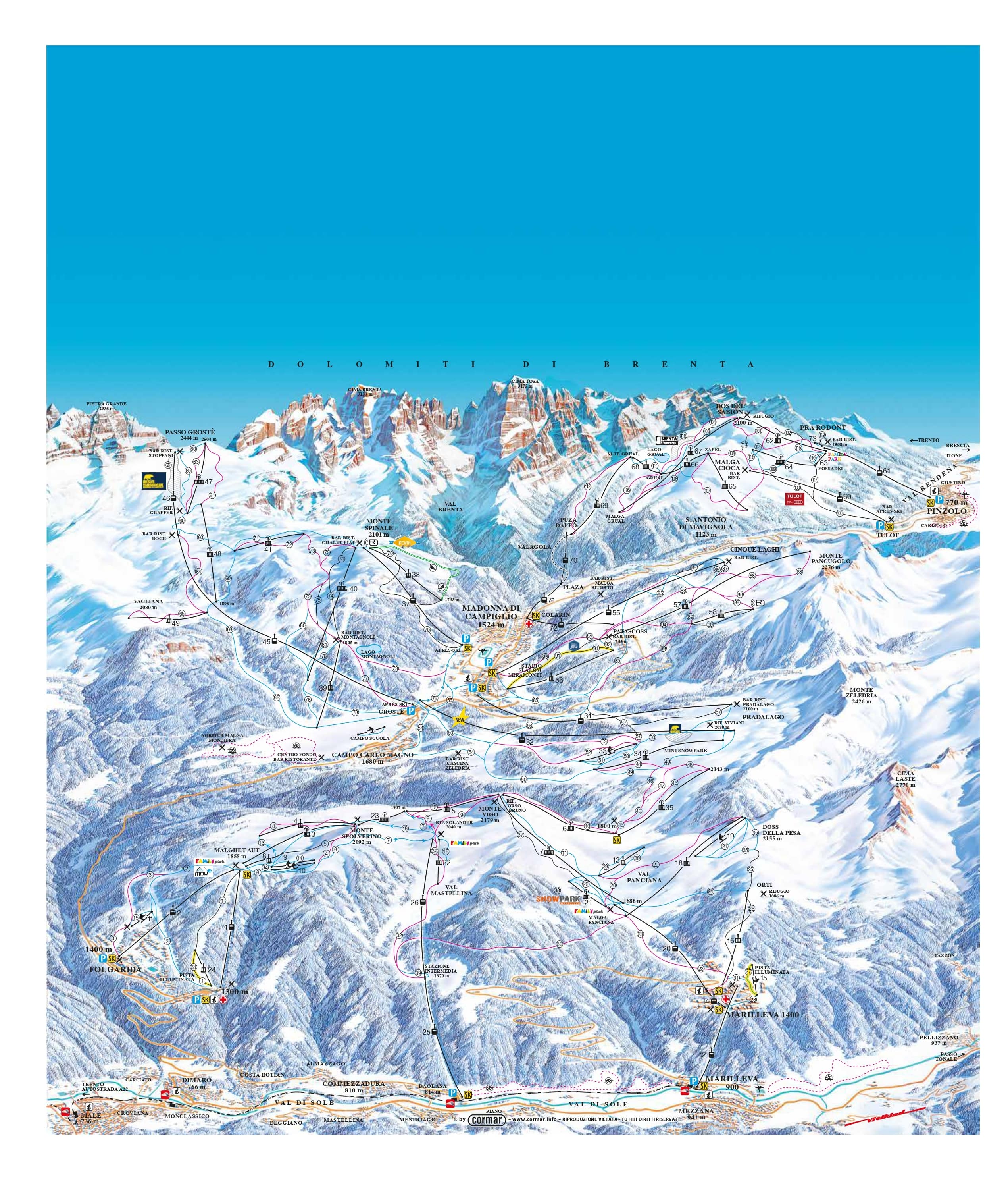 Piste Map for Madonna di Campiglio