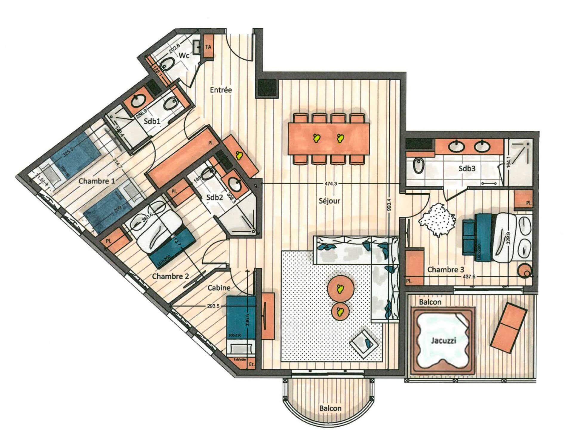 Chalet Yangra, Courchevel 1650 floorplan - The Chalet Edit