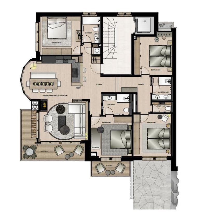 Apartment Nabucco, Zermatt floorplan - The Chalet Edit