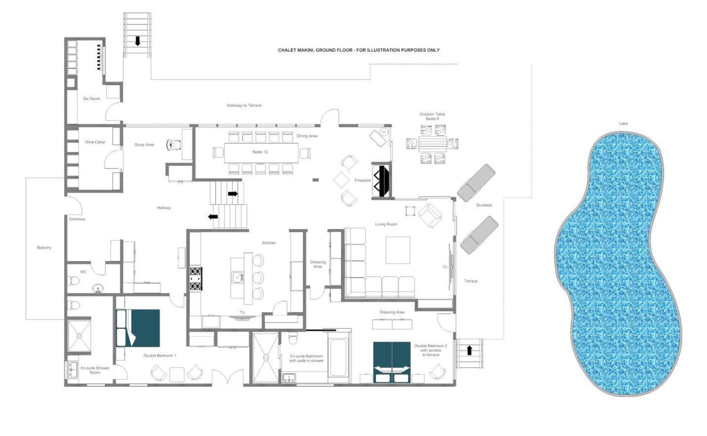 Chalet Makini, Verbier floorplan - The Chalet Edit