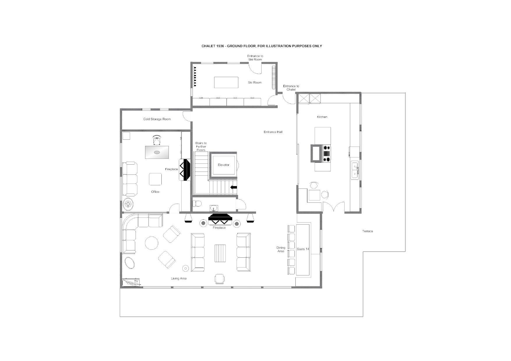 Chalet 1936, Verbier floorplan - The Chalet Edit