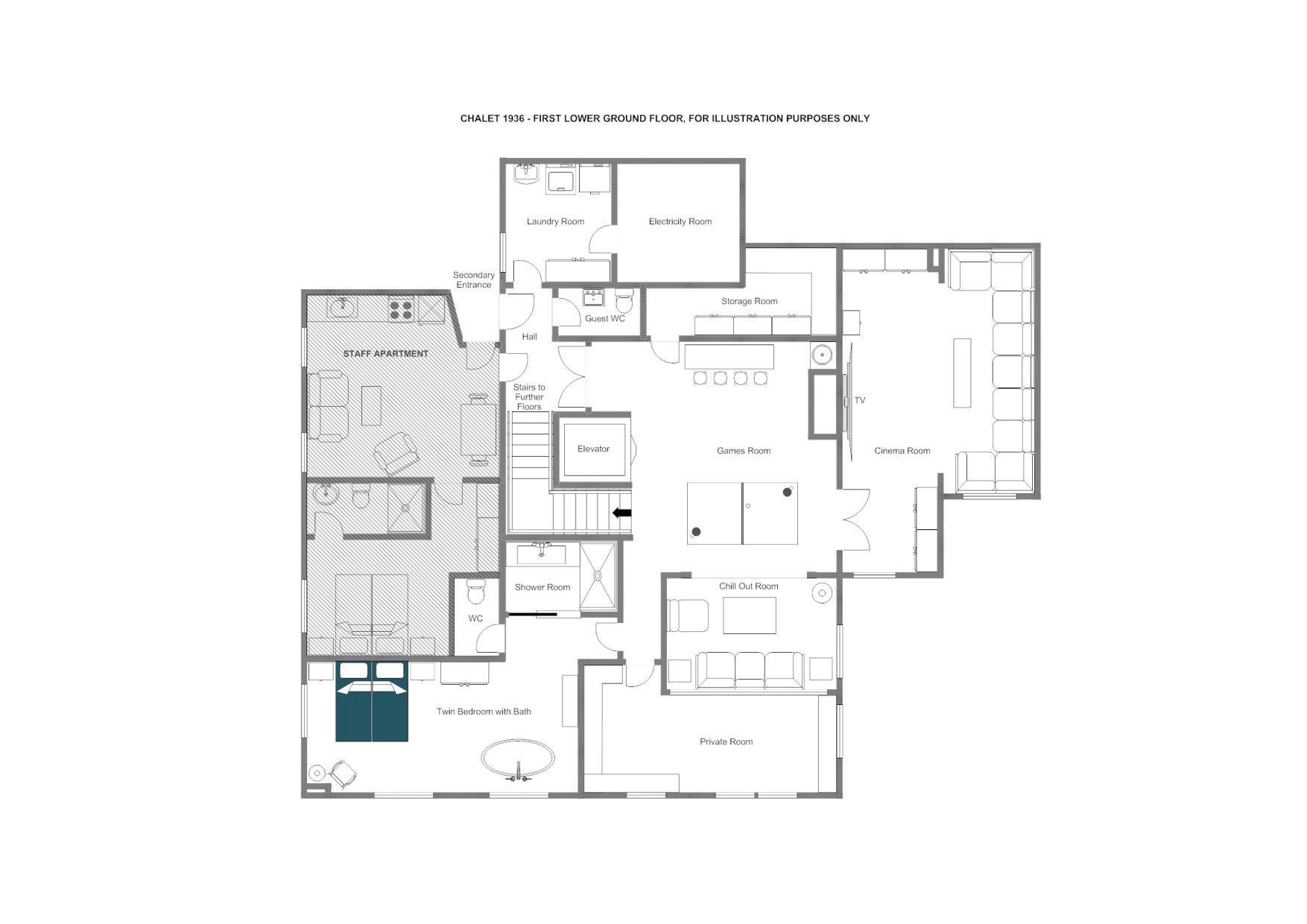 Chalet 1936, Verbier floorplan - The Chalet Edit