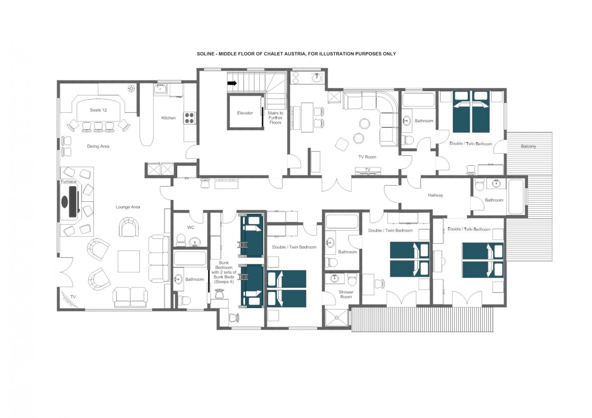 Chalet Soline, St Anton floorplan - The Chalet Edit