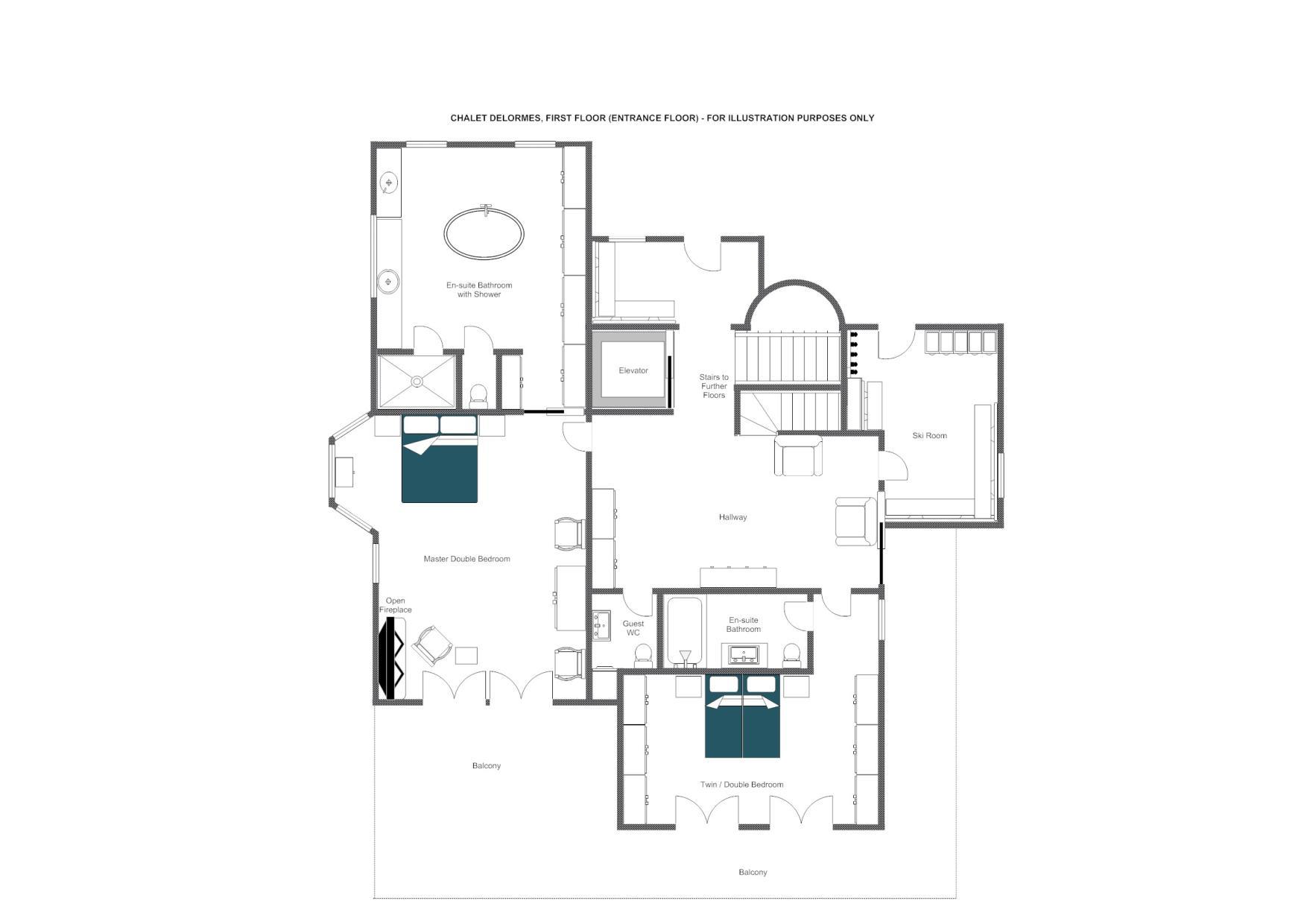 Chalet Delormes, Verbier floorplan - The Chalet Edit