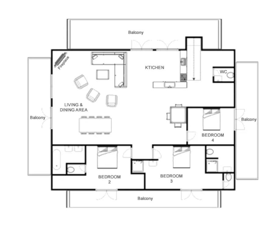 Rocca Penthouse, Val d’Isere floorplan - The Chalet Edit