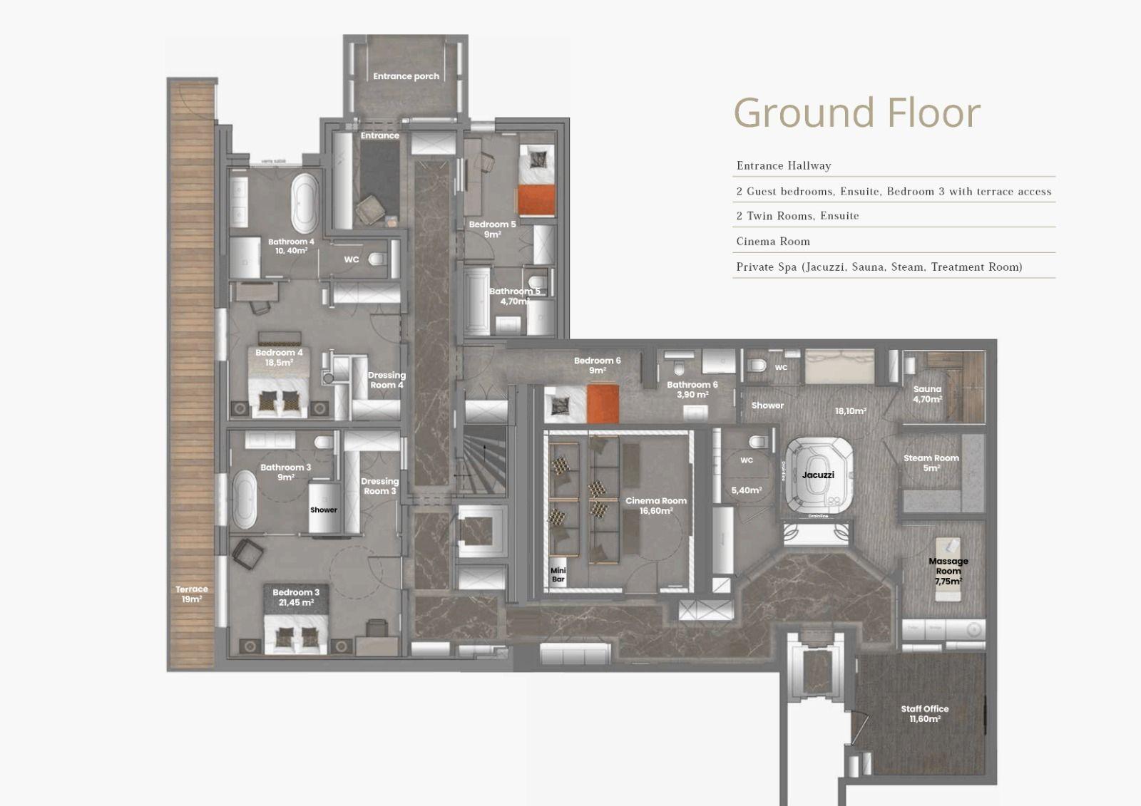 The Lodge, Courchevel 1850 floorplan - The Chalet Edit