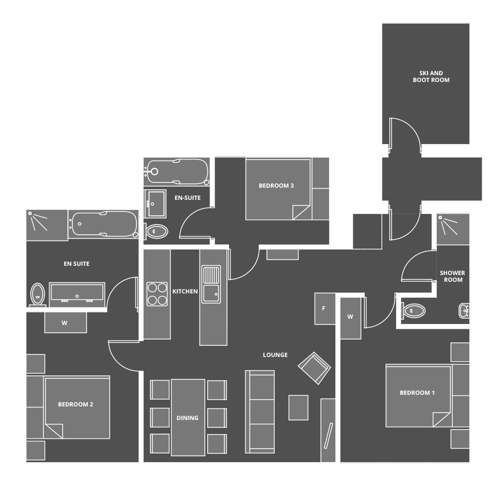 Apartment 6, Morzine floorplan - The Chalet Edit