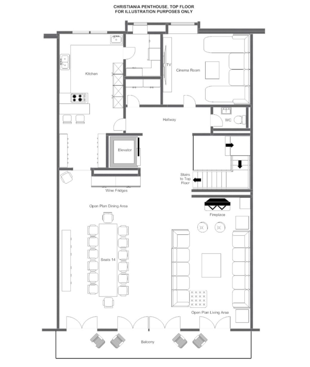 Christiania Penthouse, Zermatt floorplan - The Chalet Edit