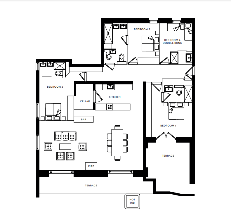 Chalet Apartment L'ours Rouge, Meribel Village floorplan - The Chalet Edit