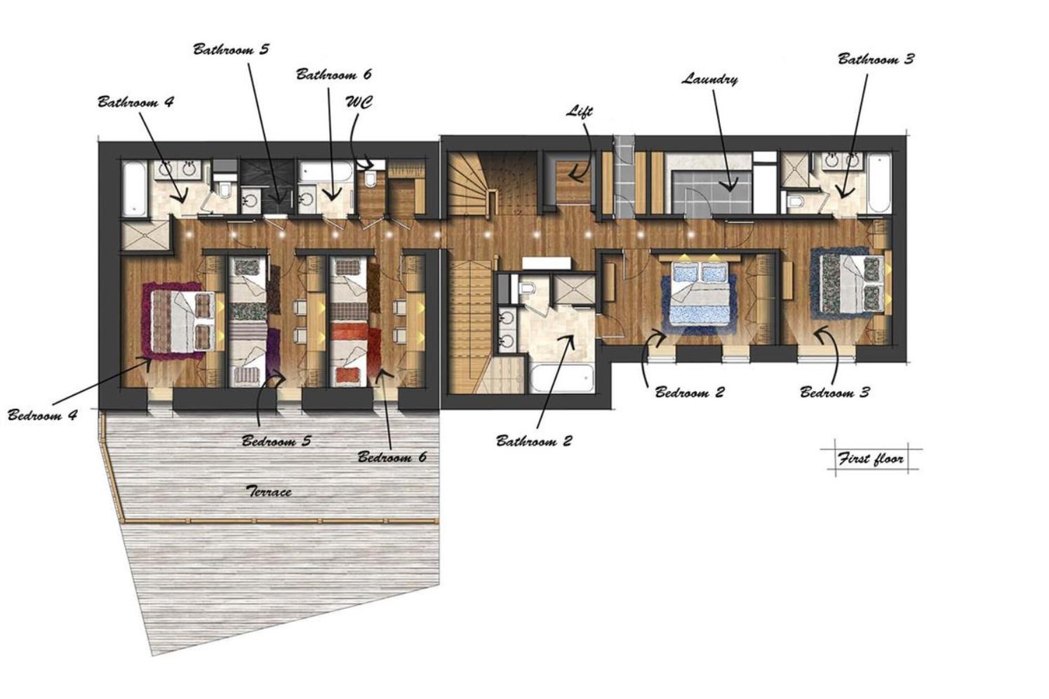 Shl Lodge, Meribel floorplan - The Chalet Edit