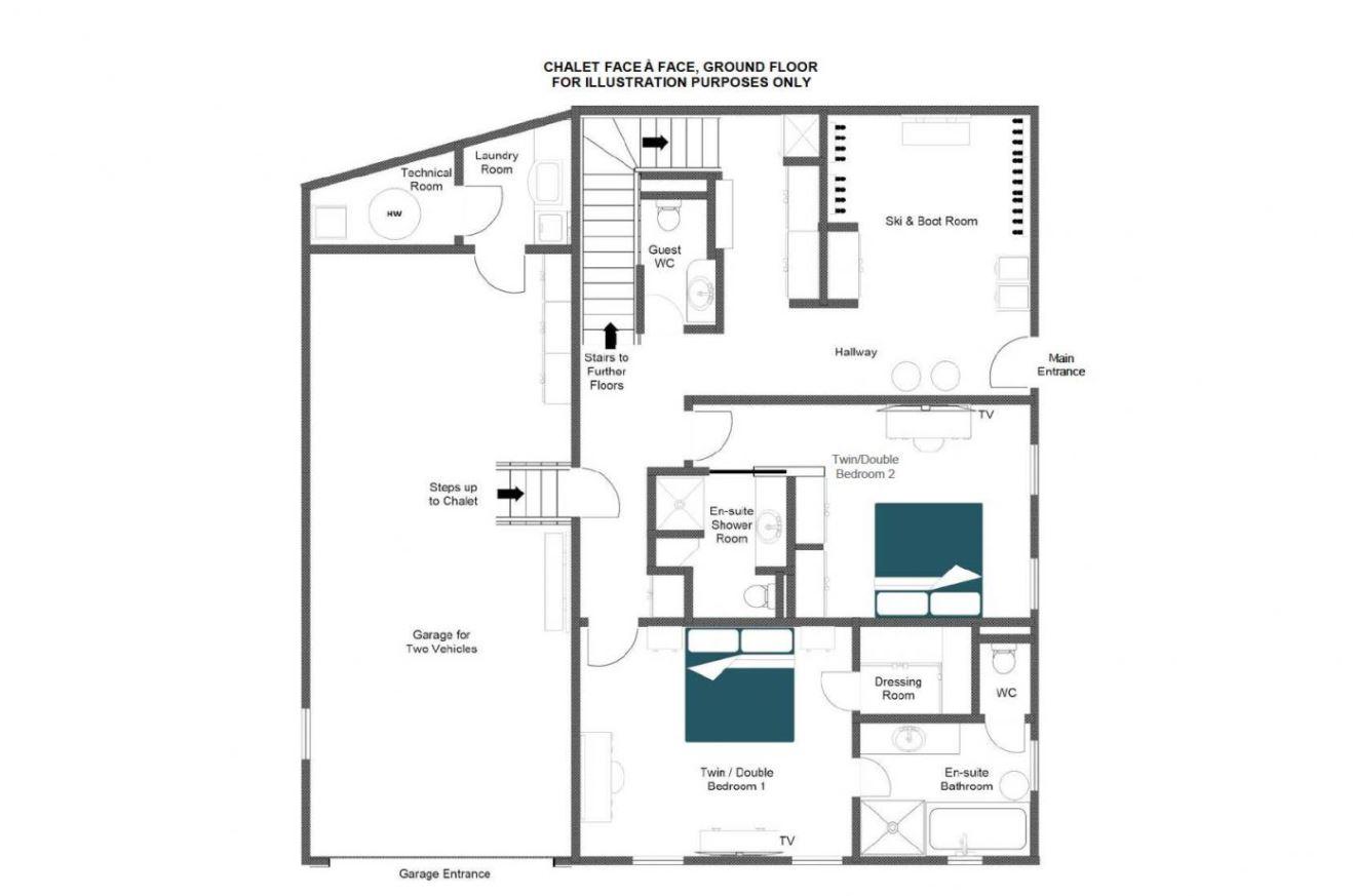 Chalet Face A Face, Val D'isere floorplan - The Chalet Edit