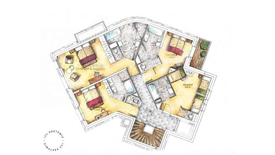 Chalet Sequoia, Val d'Isere floorplan - The Chalet Edit