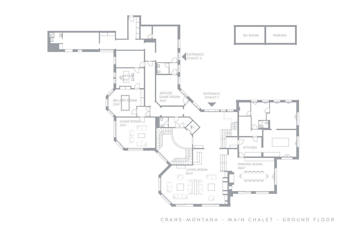 Ultima Chalet One, Crans Montana floorplan - The Chalet Edit
