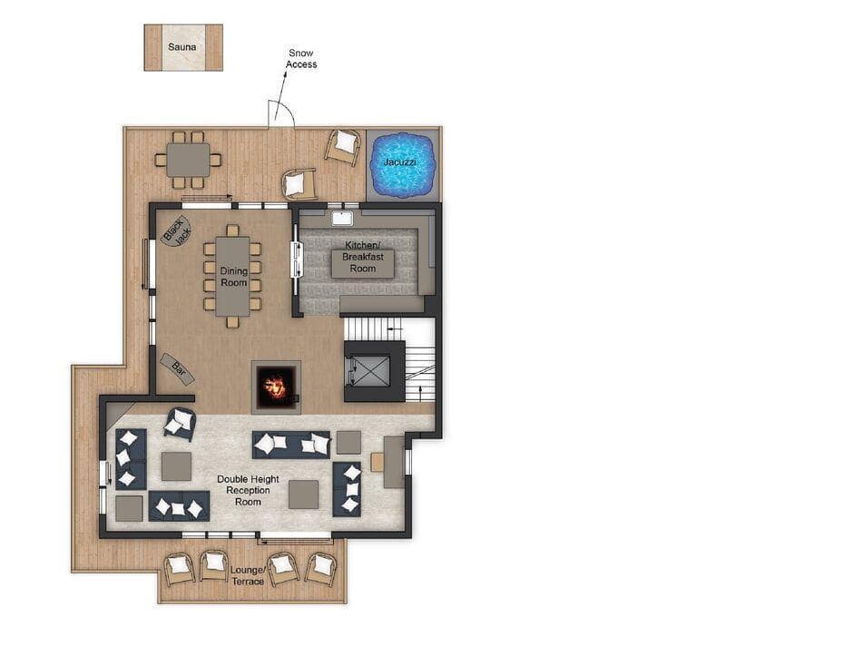 Le Grande Roche, Courchevel 1850 floorplan - The Chalet Edit