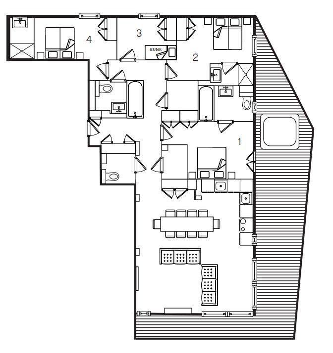 Apartment Little Bear, Meribel floorplan - The Chalet Edit