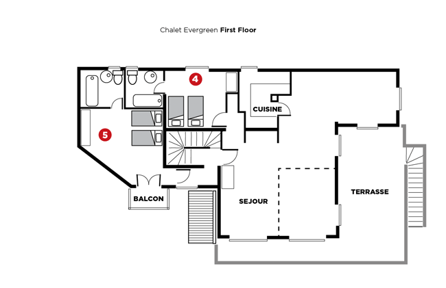 Chalet Evergreen, Meribel floorplan - The Chalet Edit