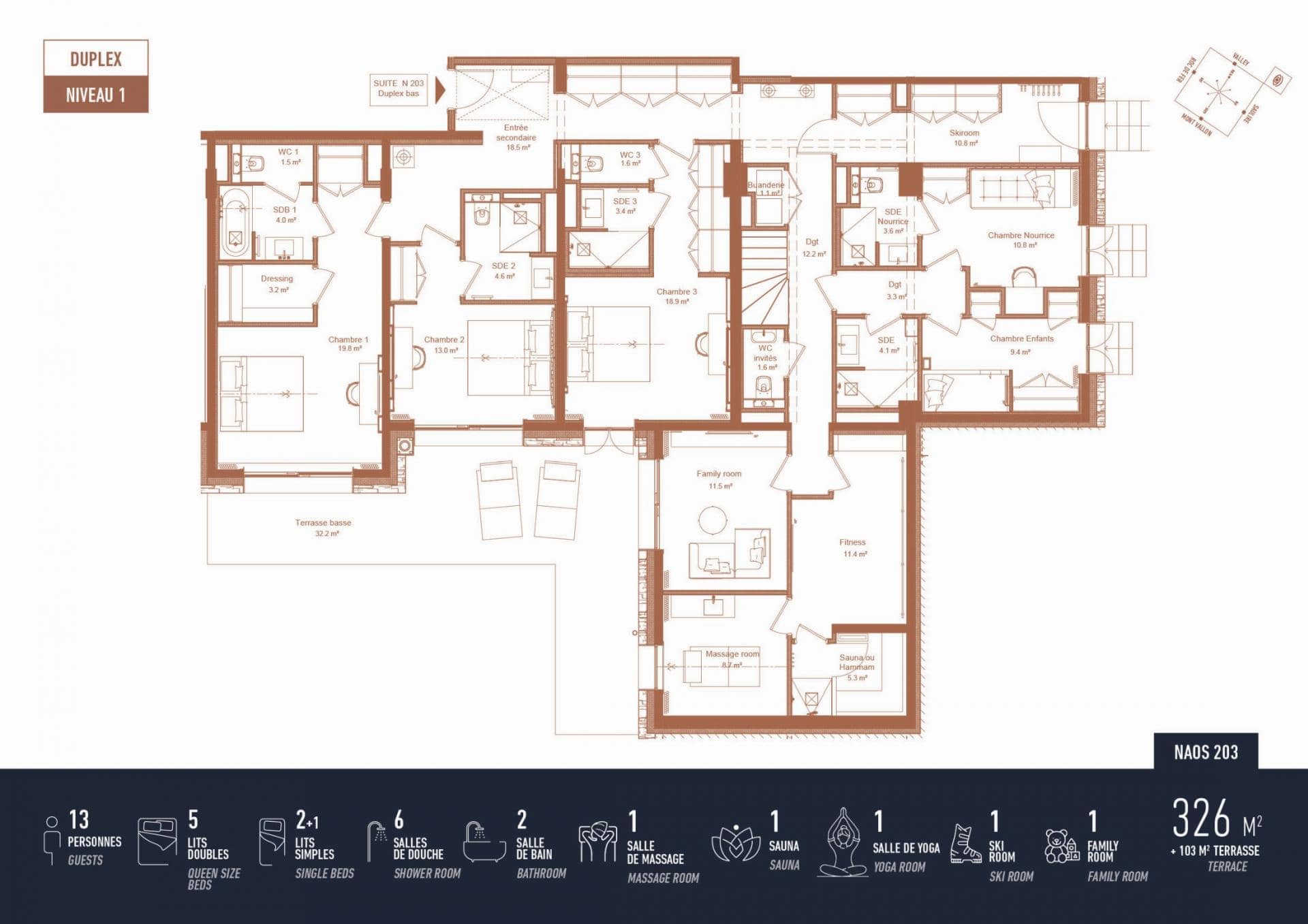 Antares Naos 203, Meribel floorplan - The Chalet Edit