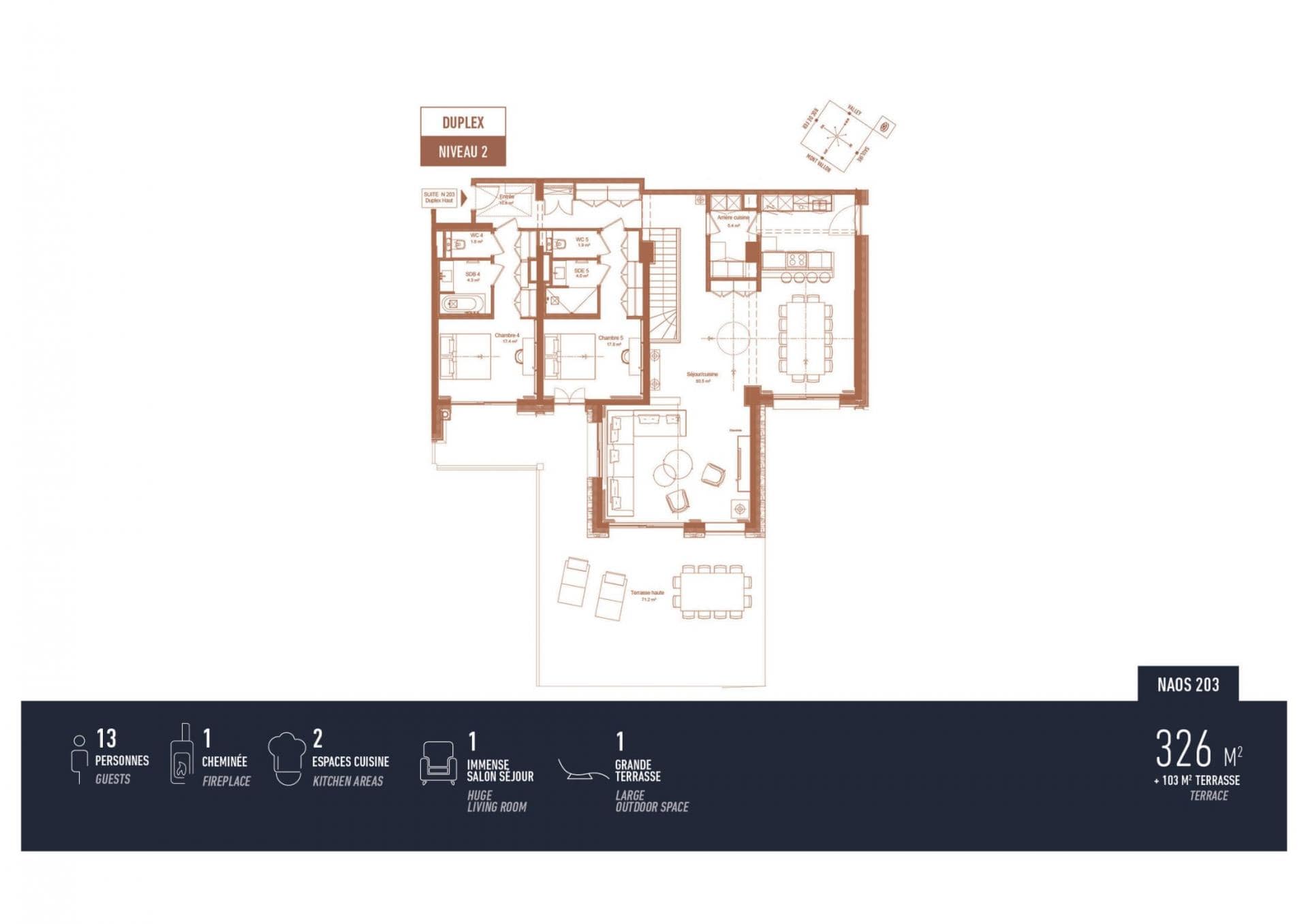 Antares Naos 203, Meribel floorplan - The Chalet Edit