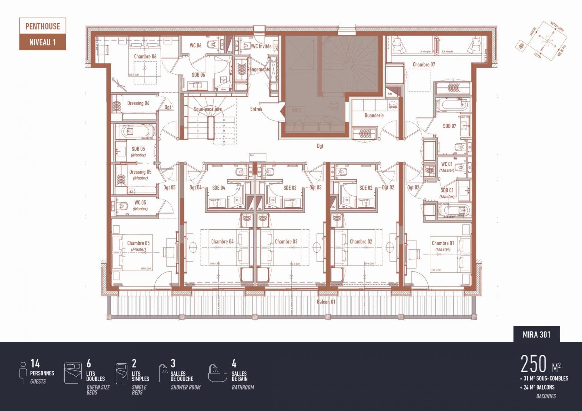 Antares Mira Penthouse, Meribel floorplan - The Chalet Edit