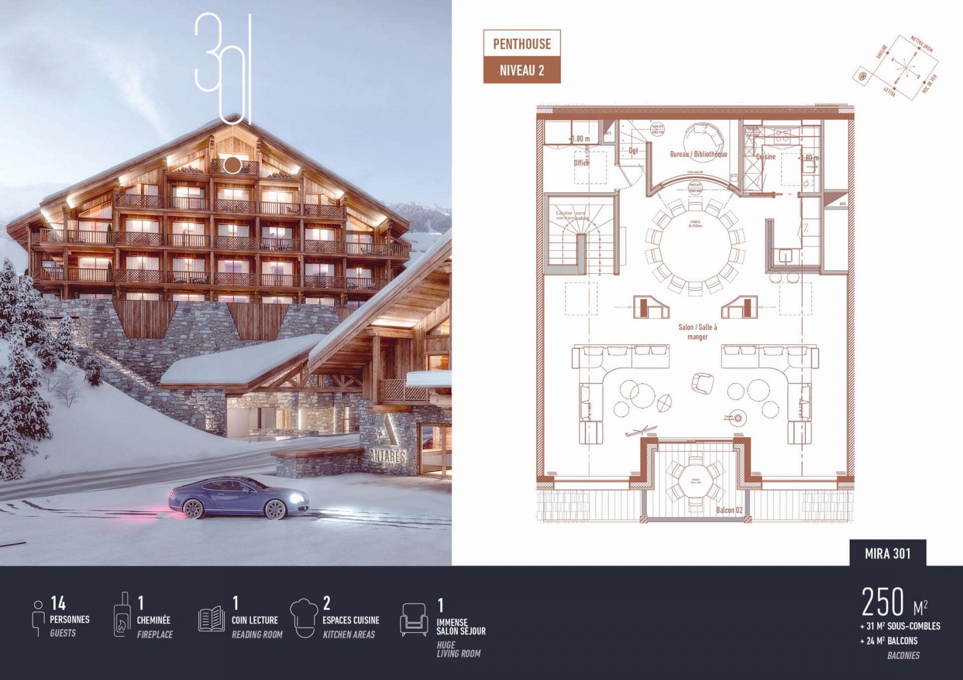 Antares Mira Penthouse, Meribel floorplan - The Chalet Edit
