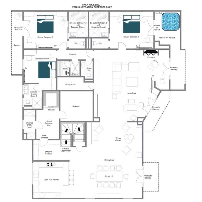 Cala Slopeside, Val d'Isere floorplan - The Chalet Edit