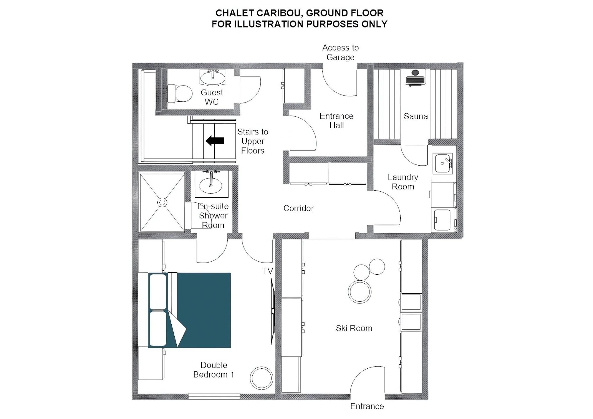 Chalet Caribou, Meribel floorplan - The Chalet Edit