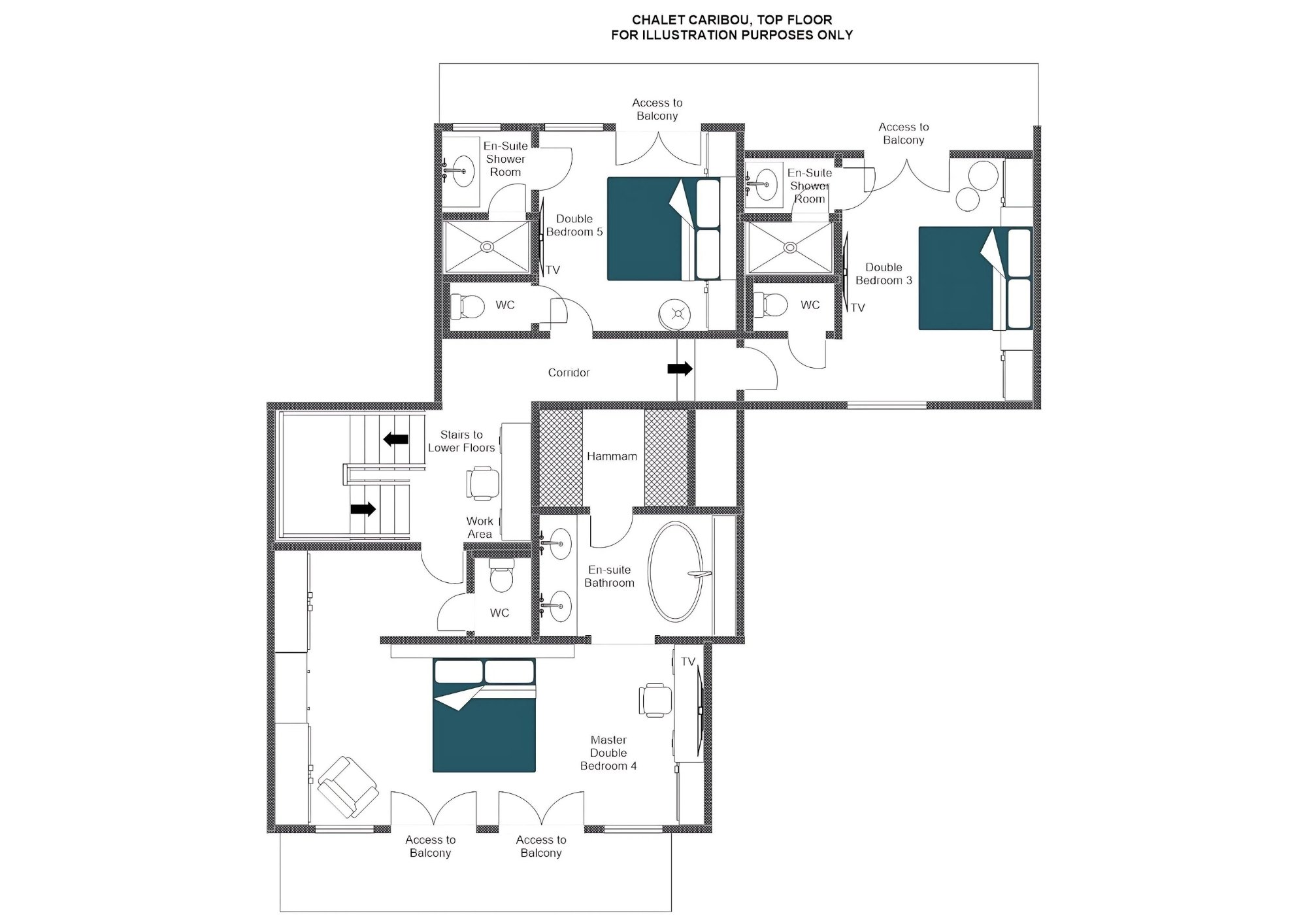 Chalet Caribou, Meribel floorplan - The Chalet Edit
