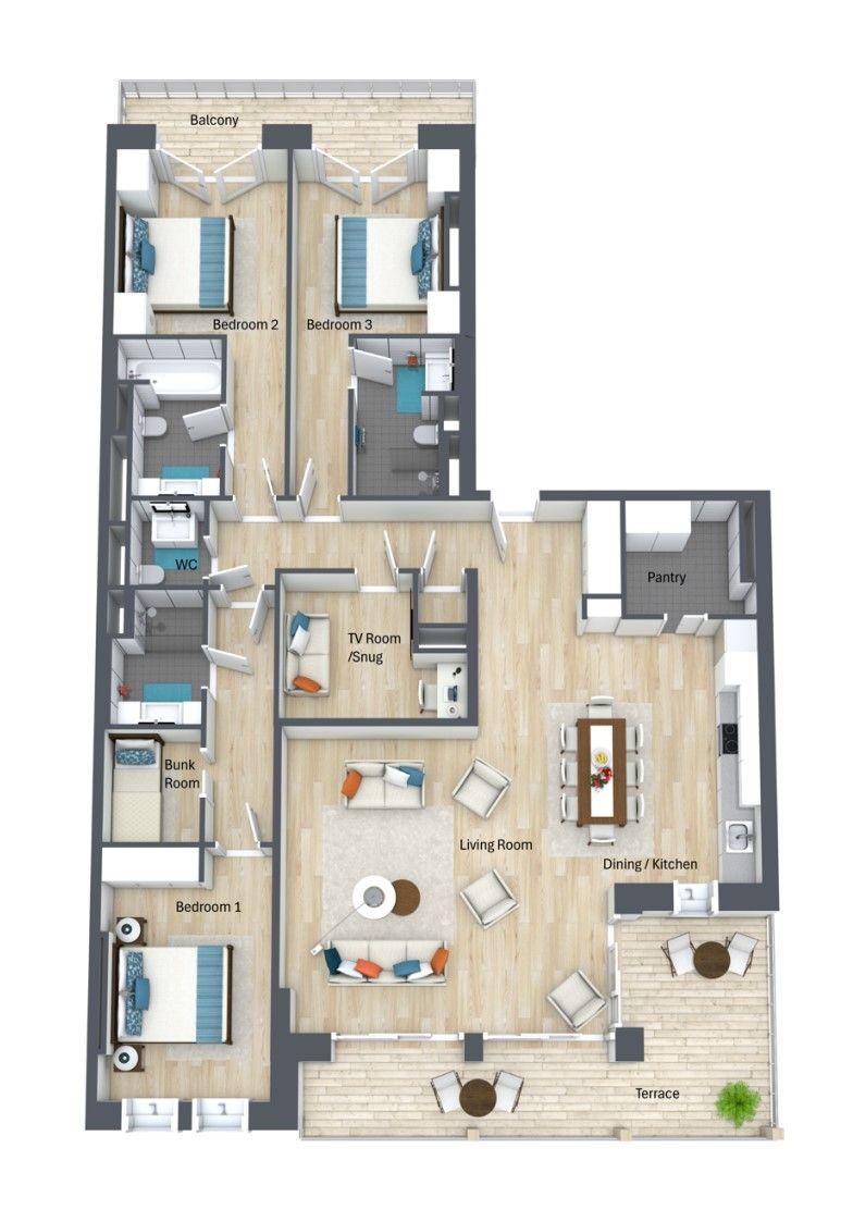 Apartment Champlain, Meribel floorplan - The Chalet Edit