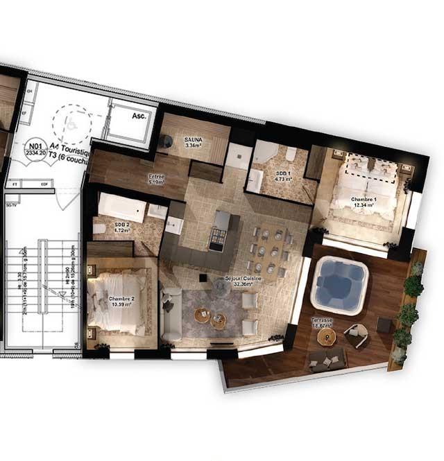 Cocoon 5, Val Thorens floorplan - The Chalet Edit