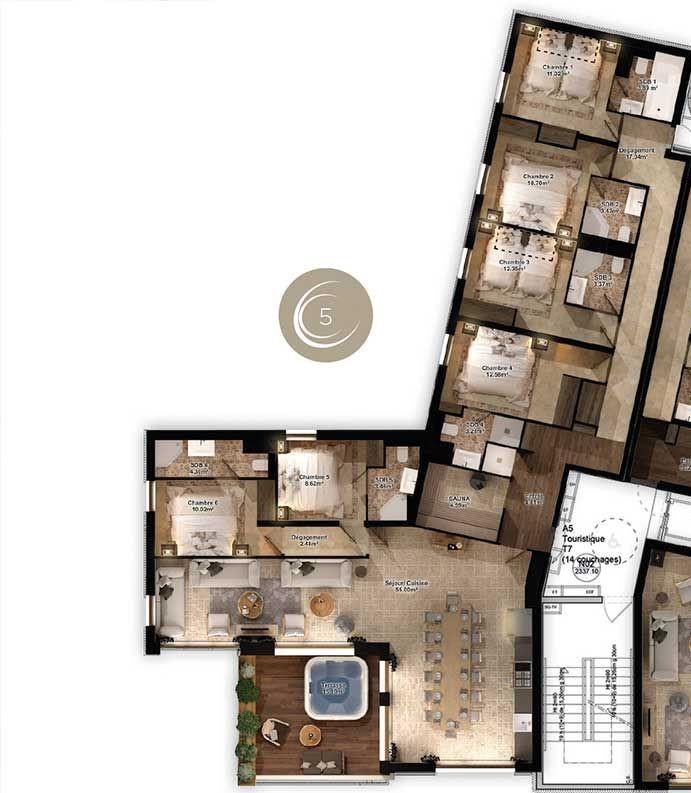 Cocoon 14, Val Thorens floorplan - The Chalet Edit