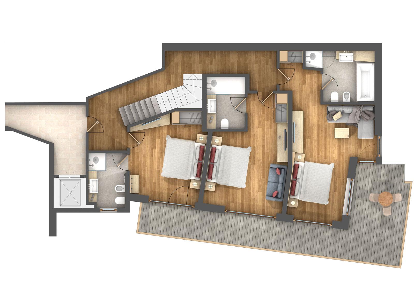 Chalet Robin, Selva Val Gardena floorplan - The Chalet Edit