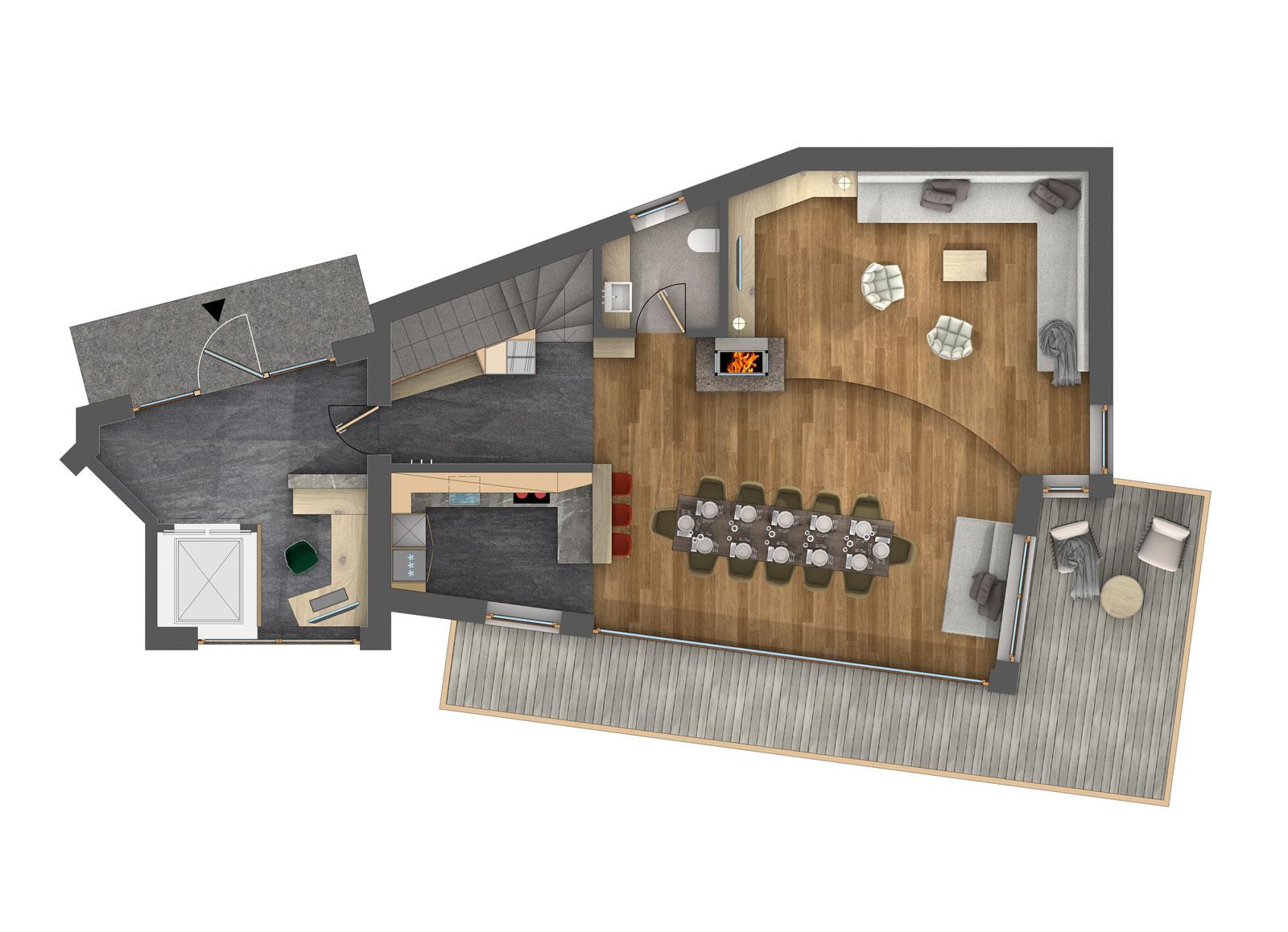 Chalet Robin, Selva Val Gardena floorplan - The Chalet Edit