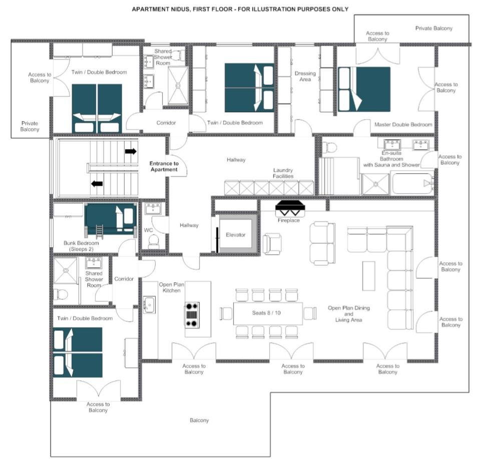 Nidus Apartment 3, Lech floorplan - The Chalet Edit