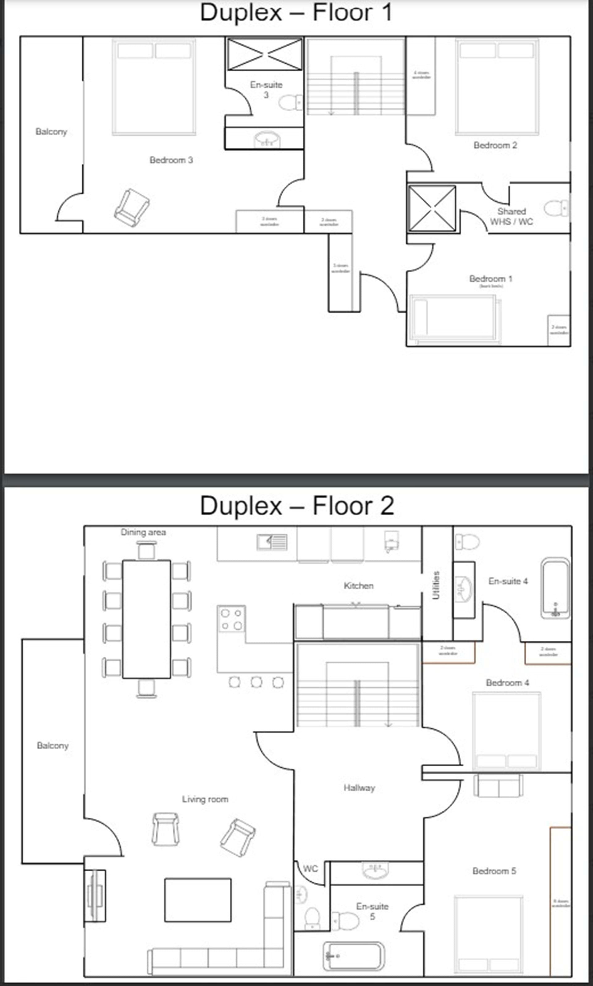 Medran Duplex Penthouse, Verbier floorplan - The Chalet Edit