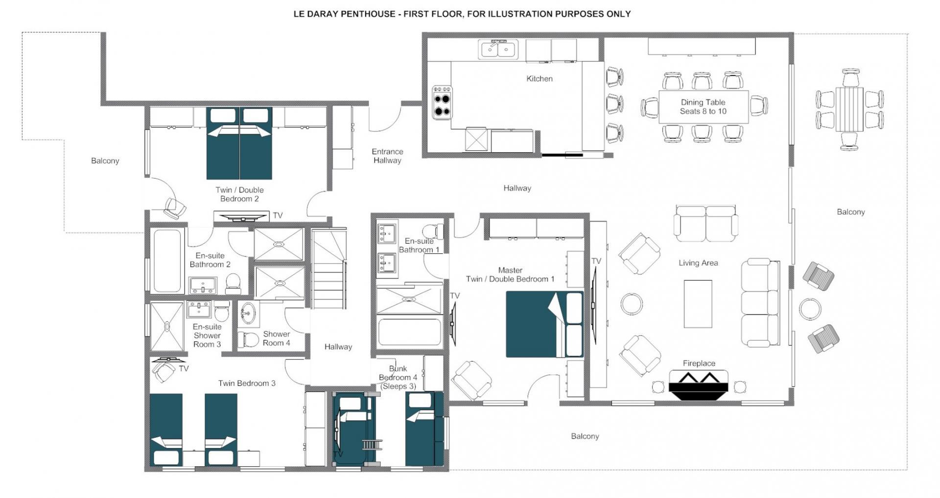 Le Daray Penthouse, Verbier floorplan - The Chalet Edit