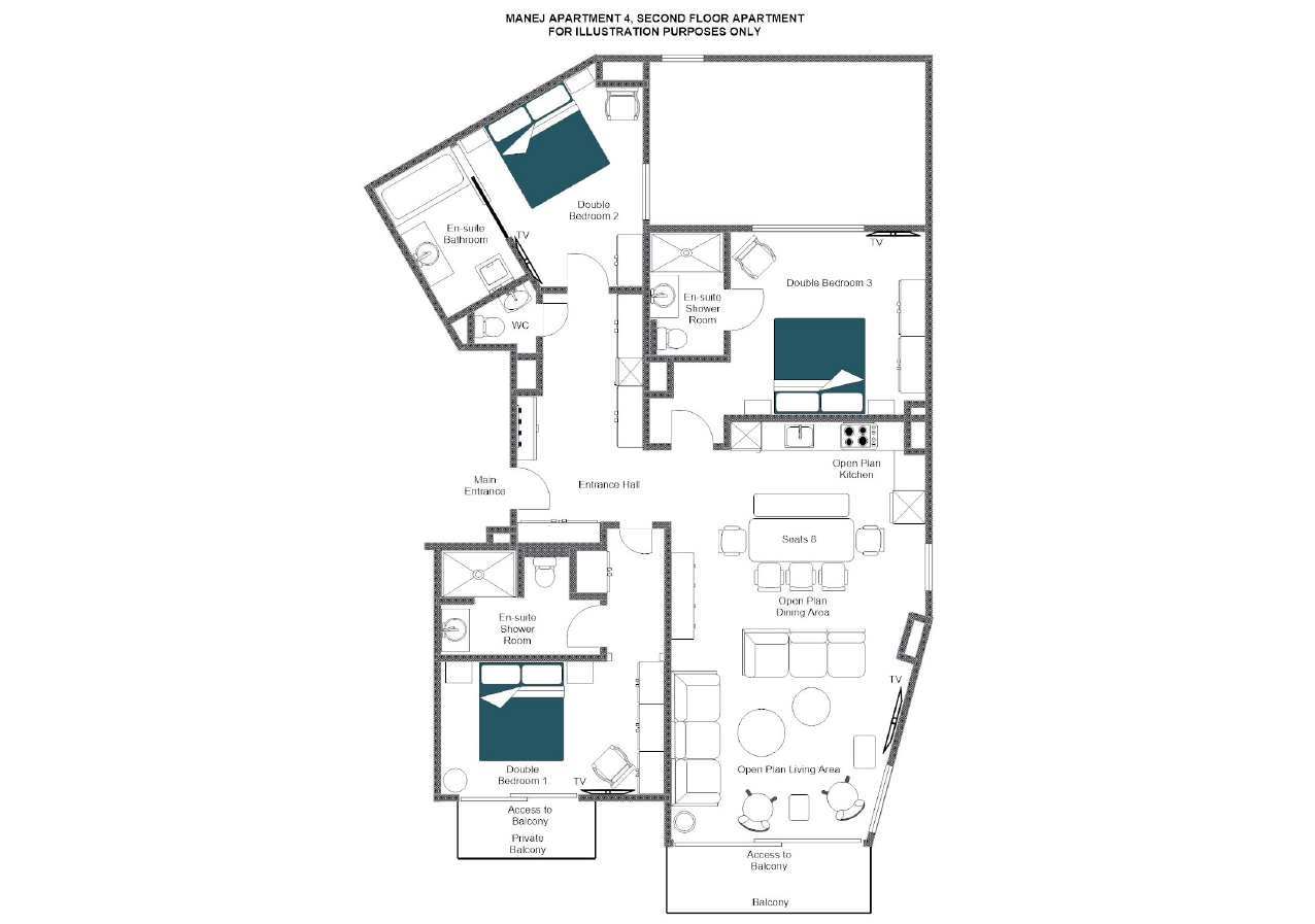Apartment Manej 4, Courchevel 1850 floorplan - The Chalet Edit