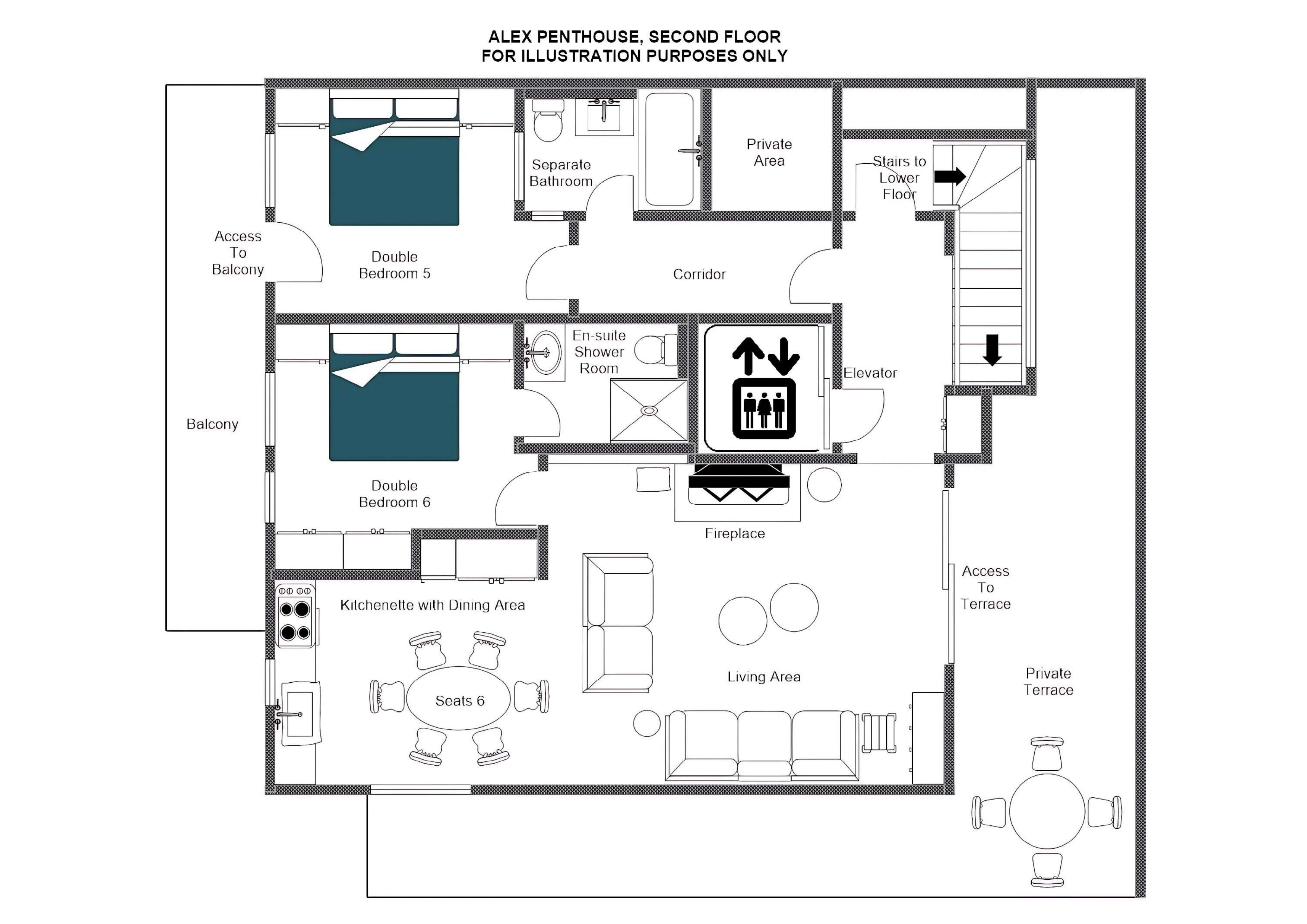 Alex Penthouse, Verbier floorplan - The Chalet Edit