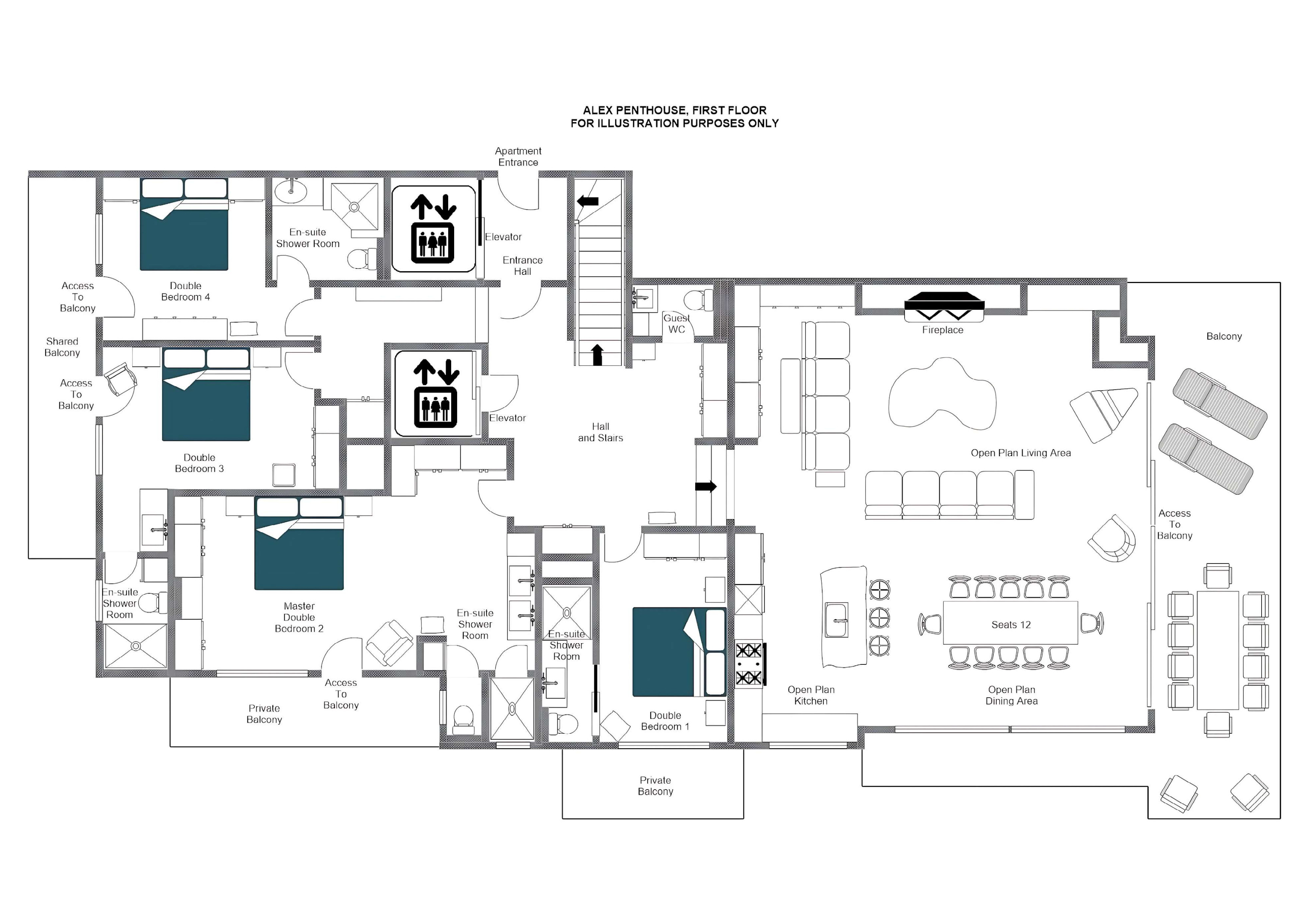 Alex Penthouse, Verbier floorplan - The Chalet Edit