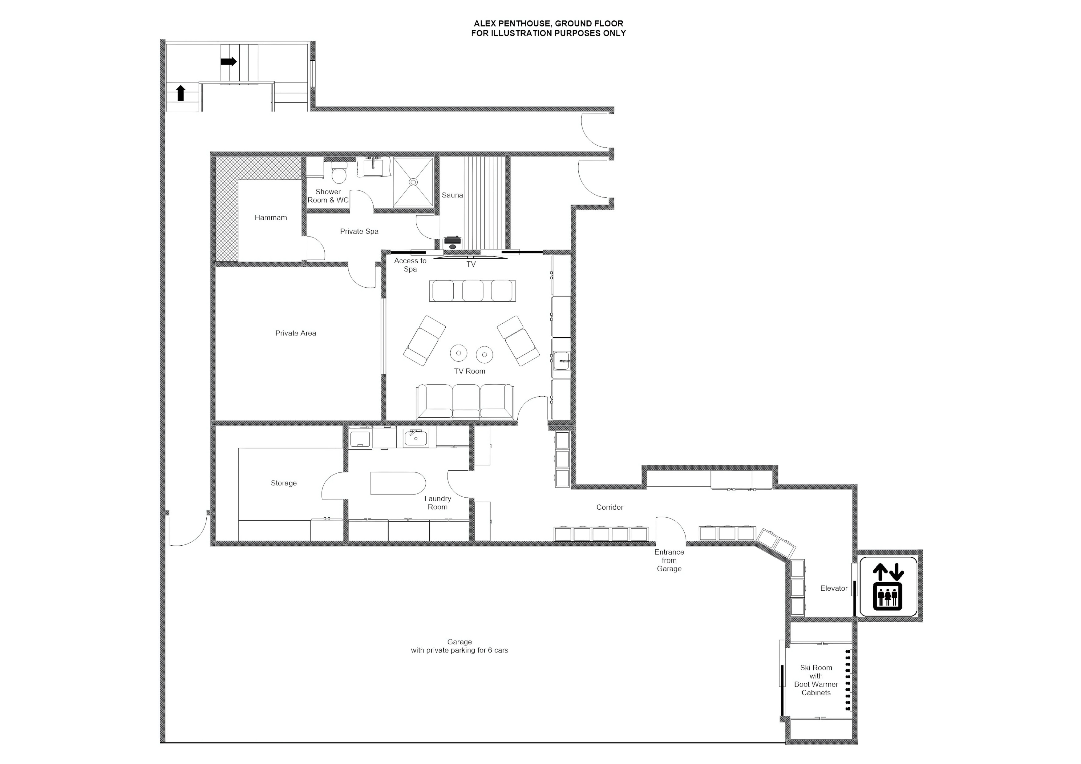 Alex Penthouse, Verbier floorplan - The Chalet Edit