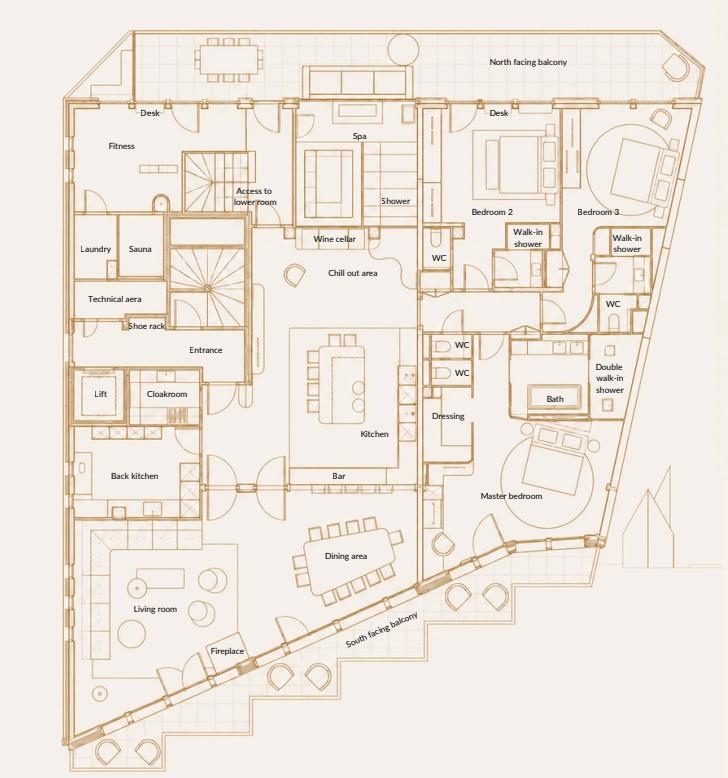 Chalet De Cristal, Val d'Isere floorplan - The Chalet Edit
