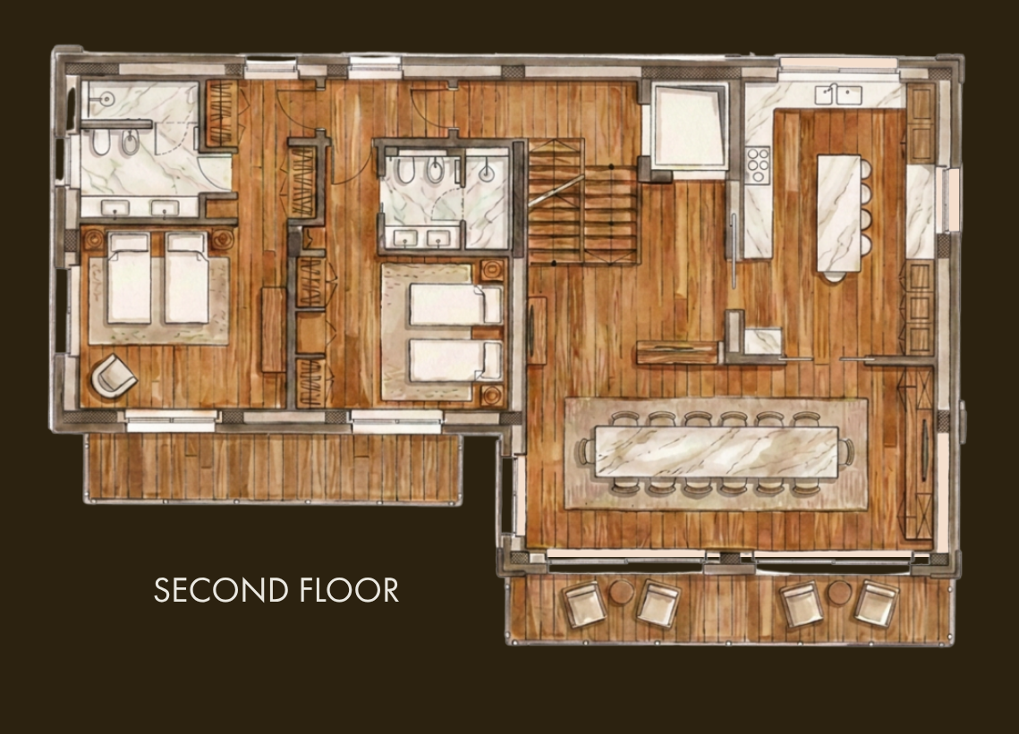 Chalet Chiarina, Cervinia floorplan - The Chalet Edit